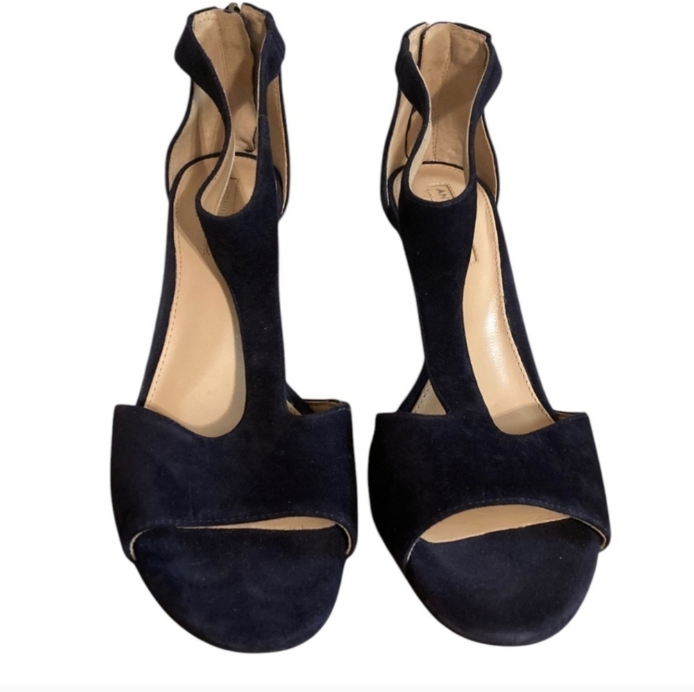 Antonio Melani Heels Womens Size 6.5 Navy Blue Velvet Strappy Heels